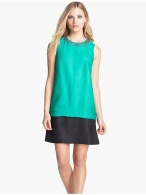 kate spade Teal Beaded-Neck Sleeveless Shift Dress